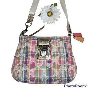 Authentic Coach Poppy Madras Swingpack Crossbody Bag